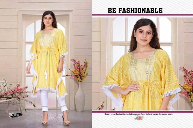 Beauty Queen Airy 1 Rayon Designer Party Wear Kaftan Kurti Collection